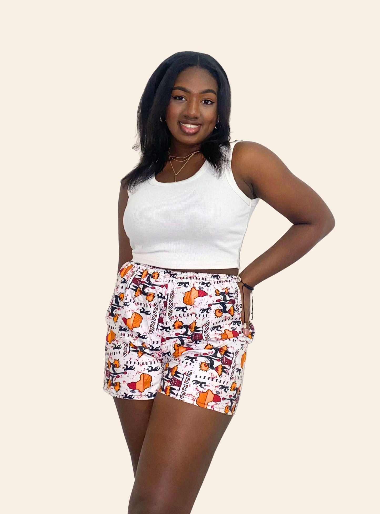 Short blanc et orange