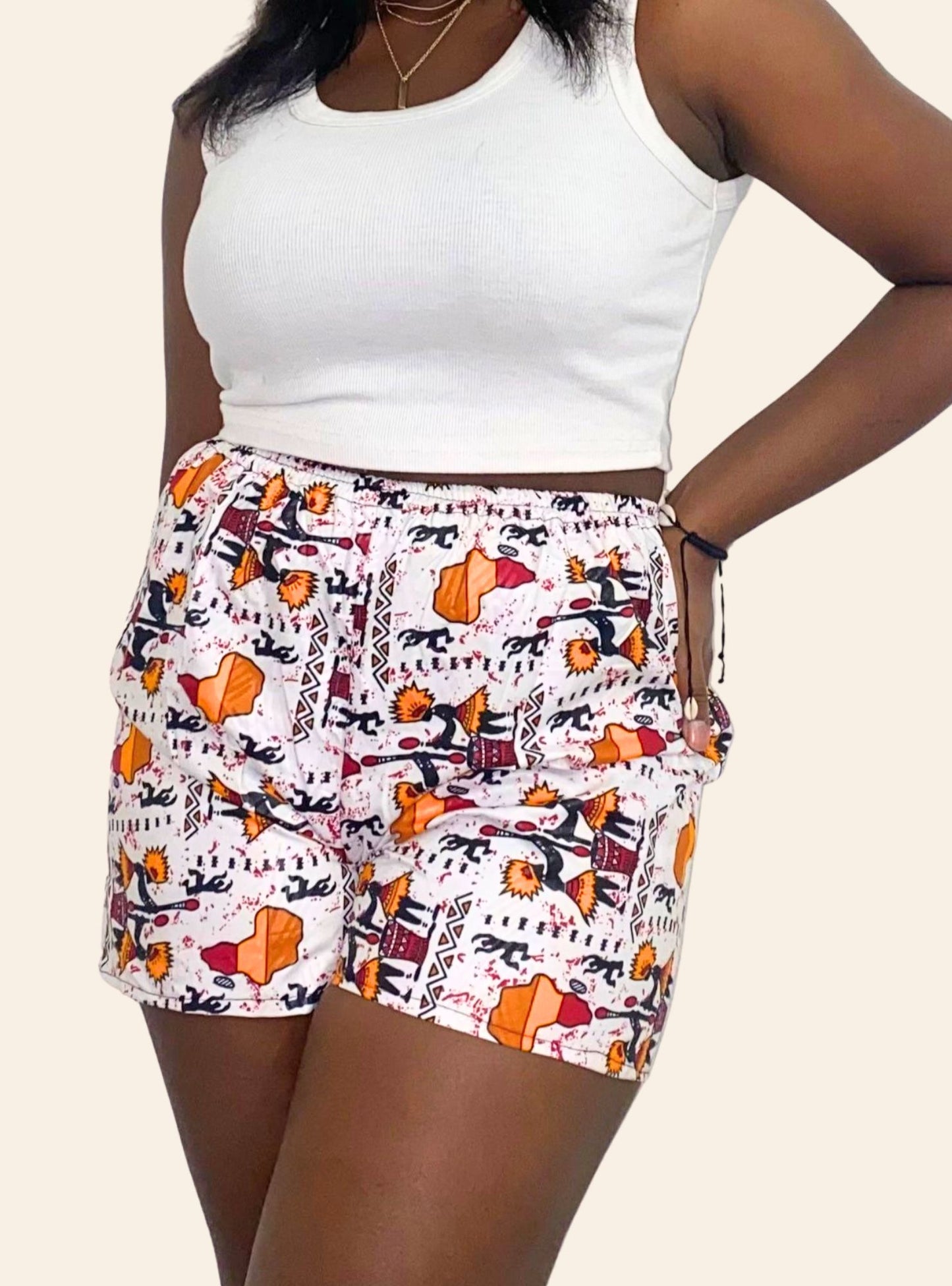 Short blanc et orange