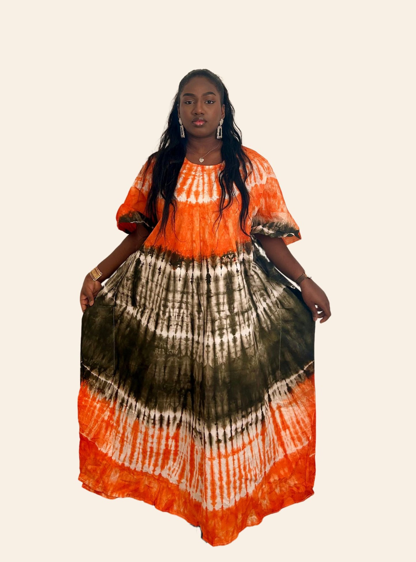Robe Oumou gris orange