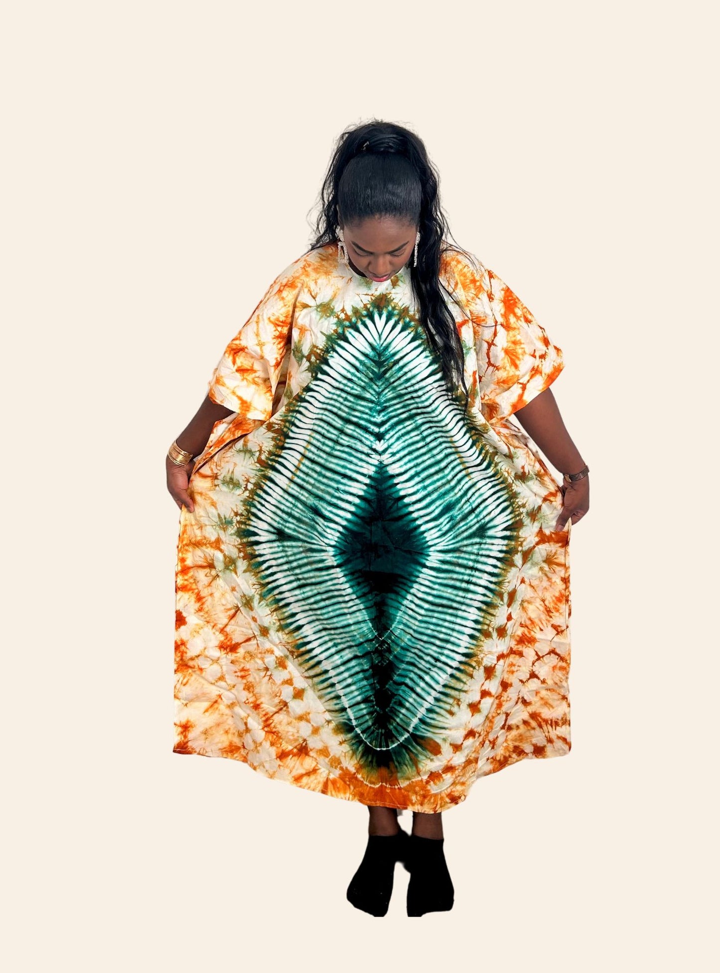 Robe Coumba orange vert