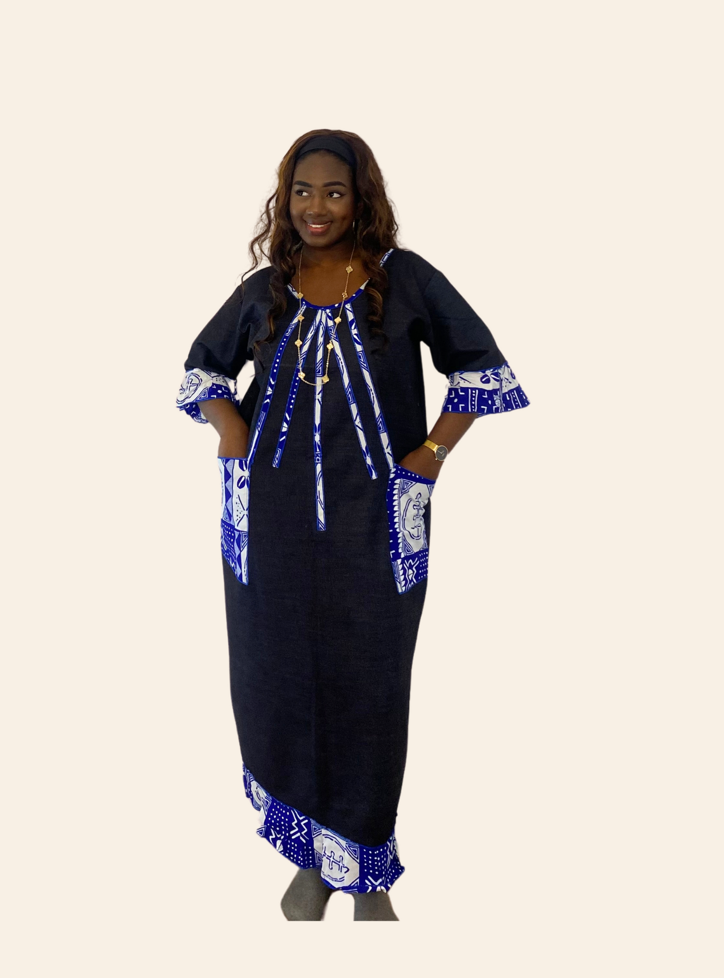 Robe Bintou bleu blanc