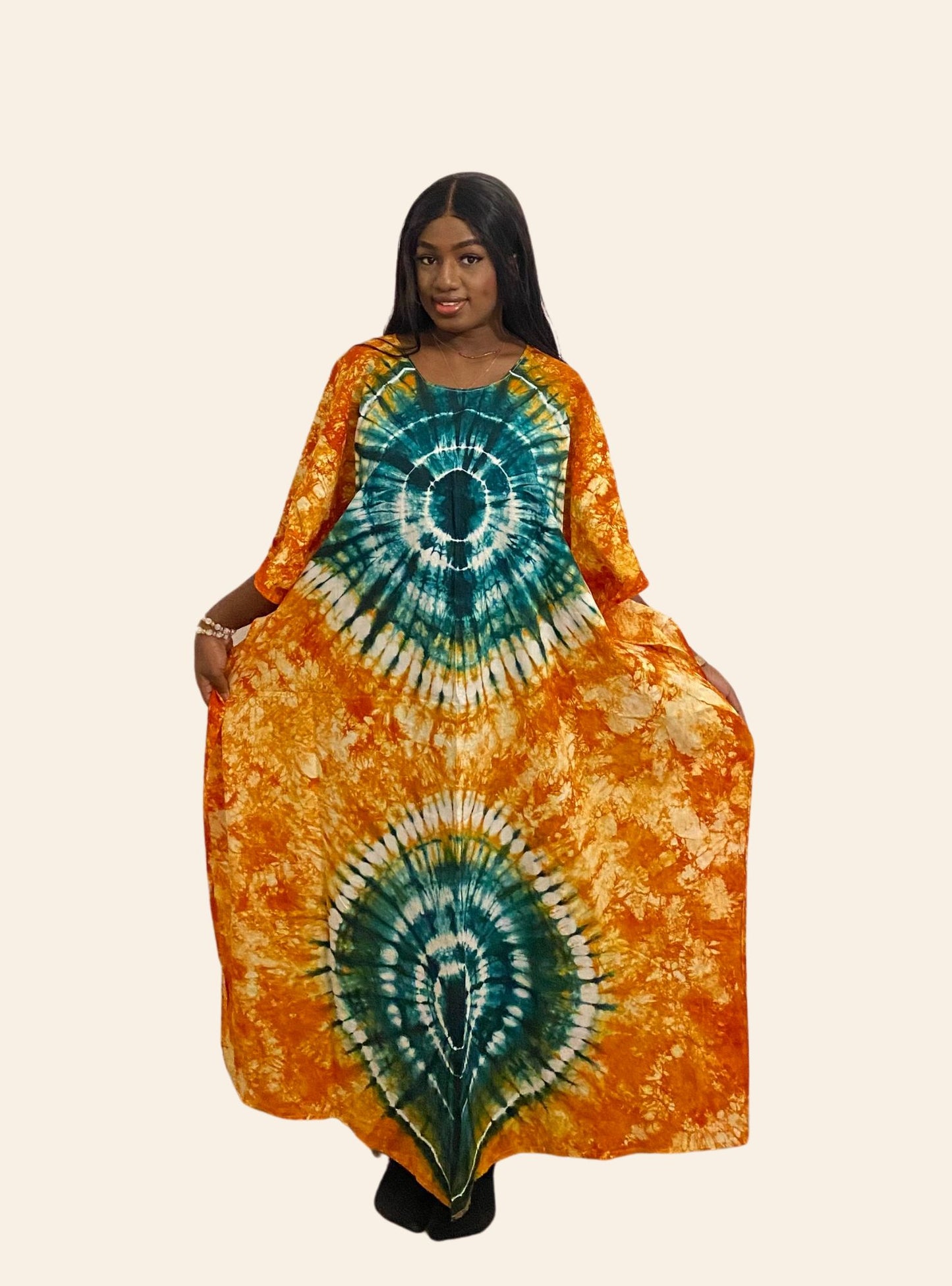 Robe Djeneba orange et vert