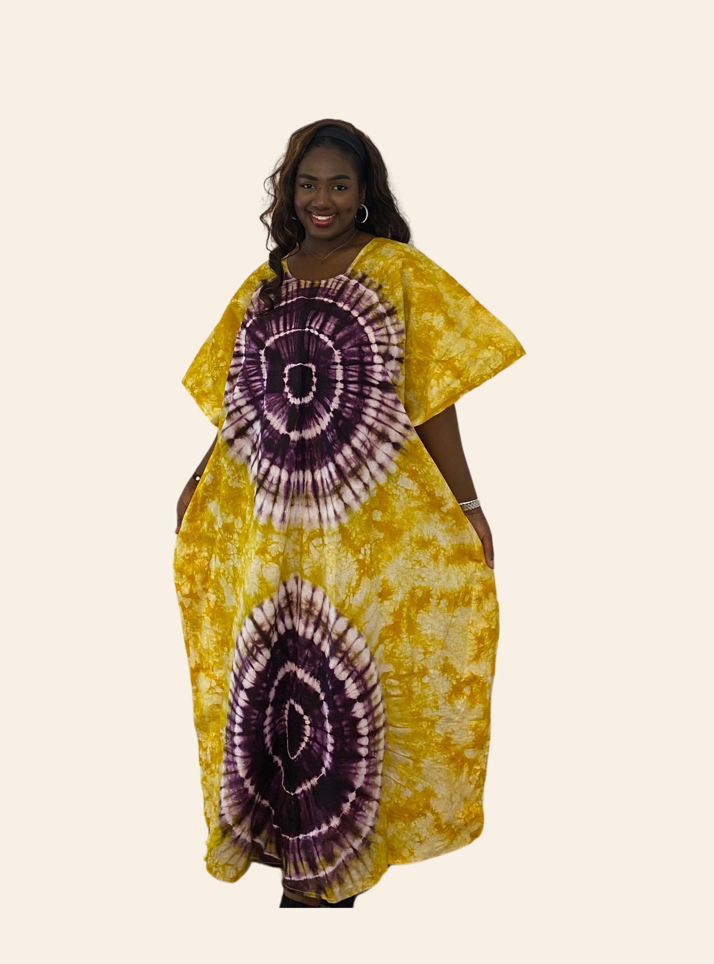 Robe Djeneba jaune violet 2