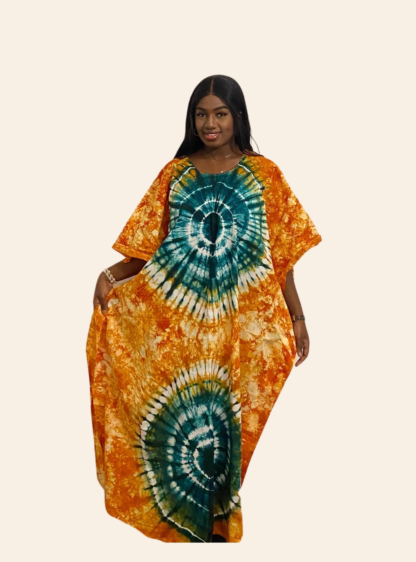 Robe Djeneba orange et vert