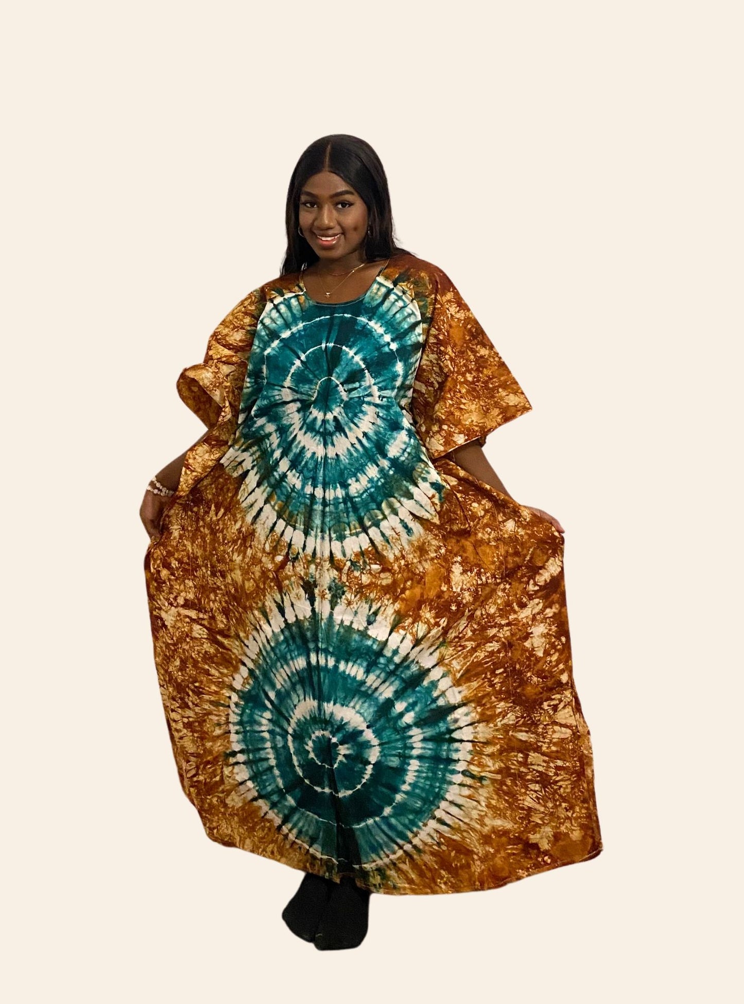 Robe Djeneba marron et vert
