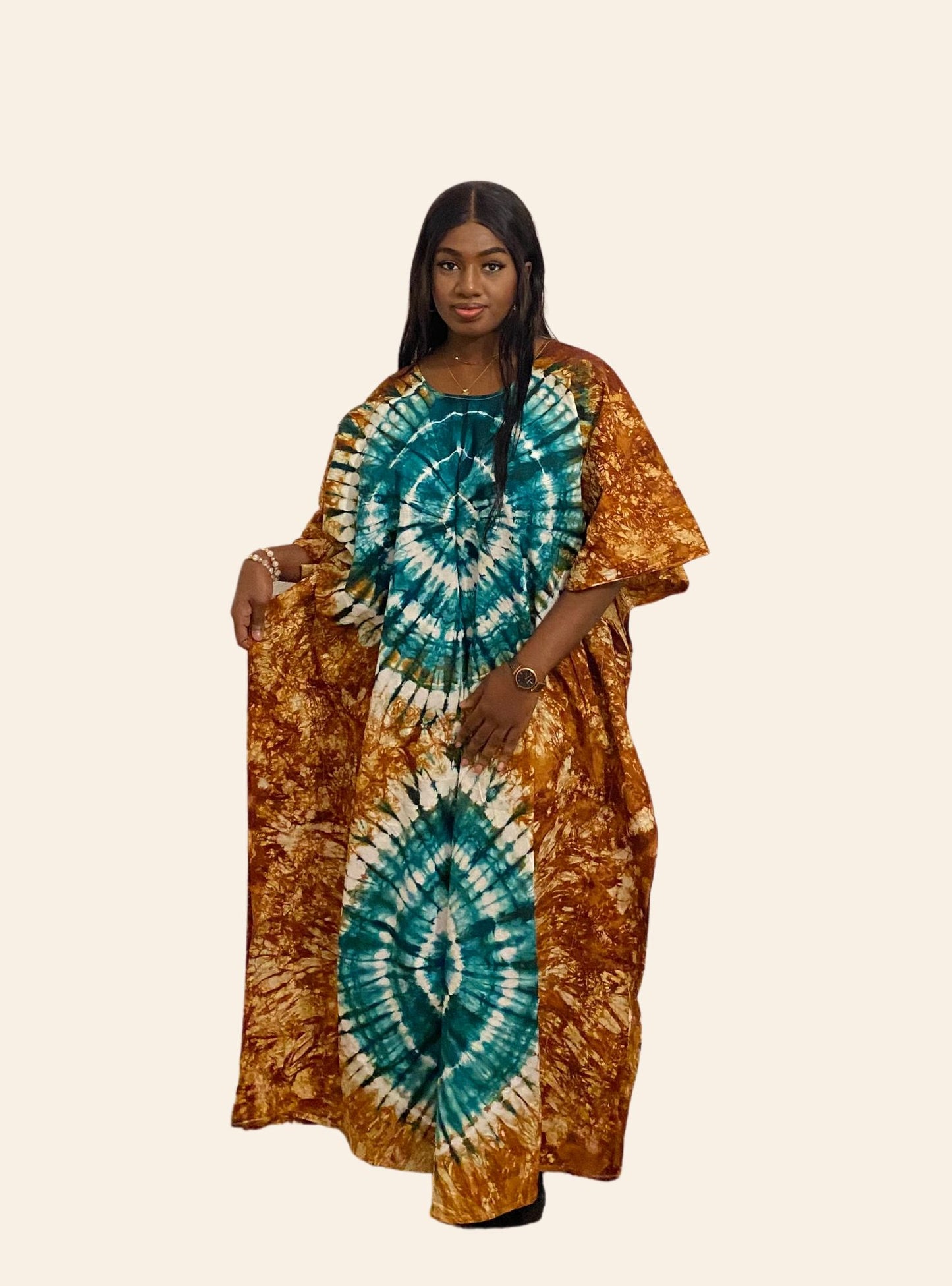 Robe Djeneba marron et vert