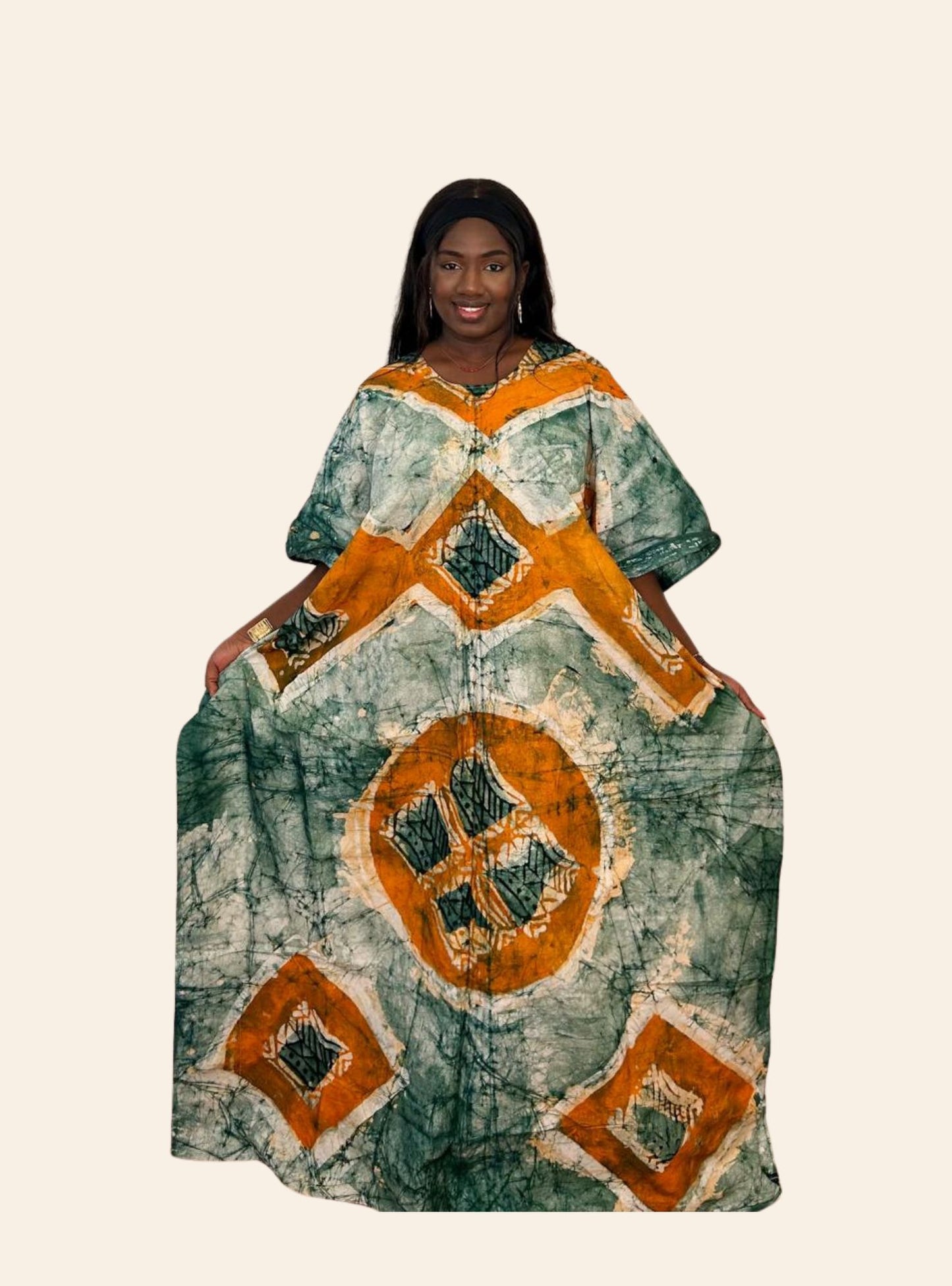 Robe Affoué orange vert