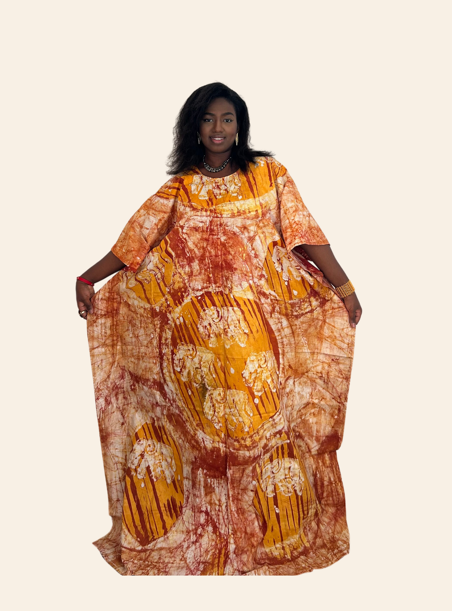 Robe Affoué orange rouge