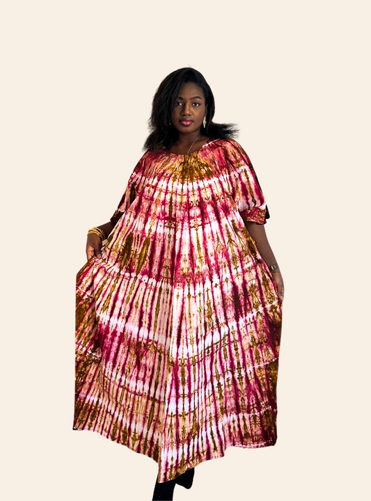 Robe Oumou rose marron