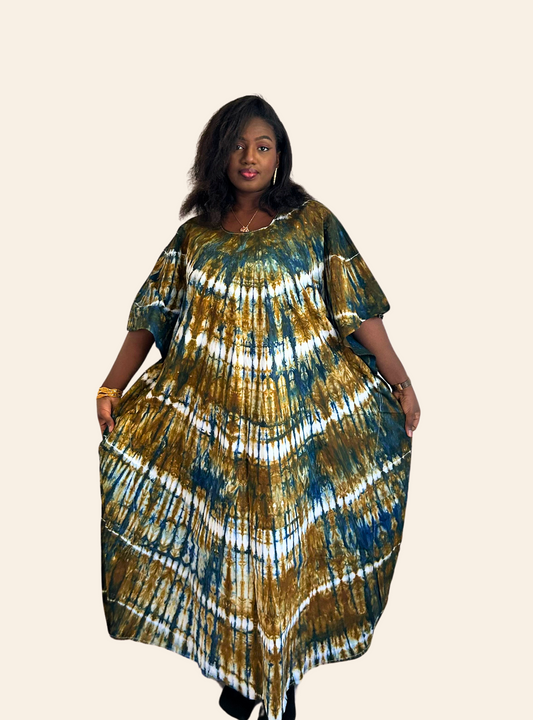 Robe Oumou vert marron