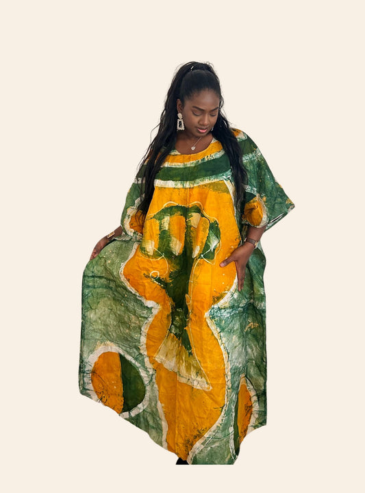 Robe Affoué vert jaune