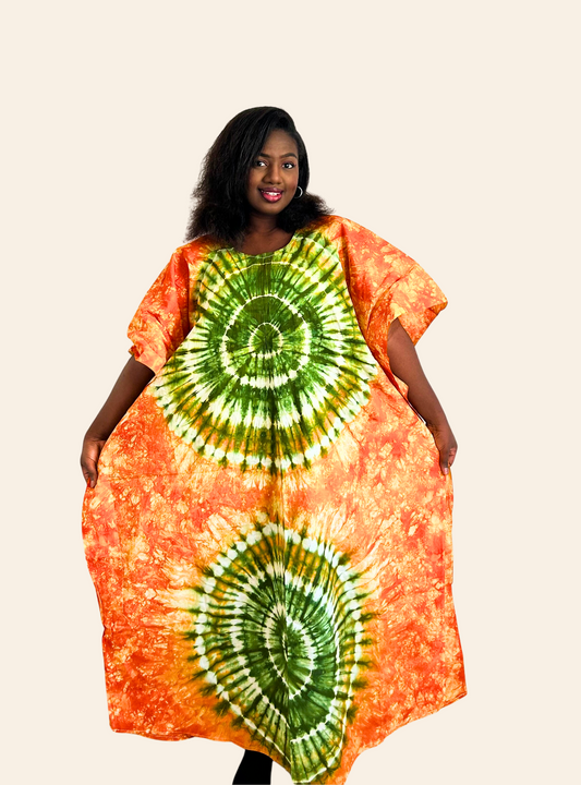 Robe Djeneba orange vert