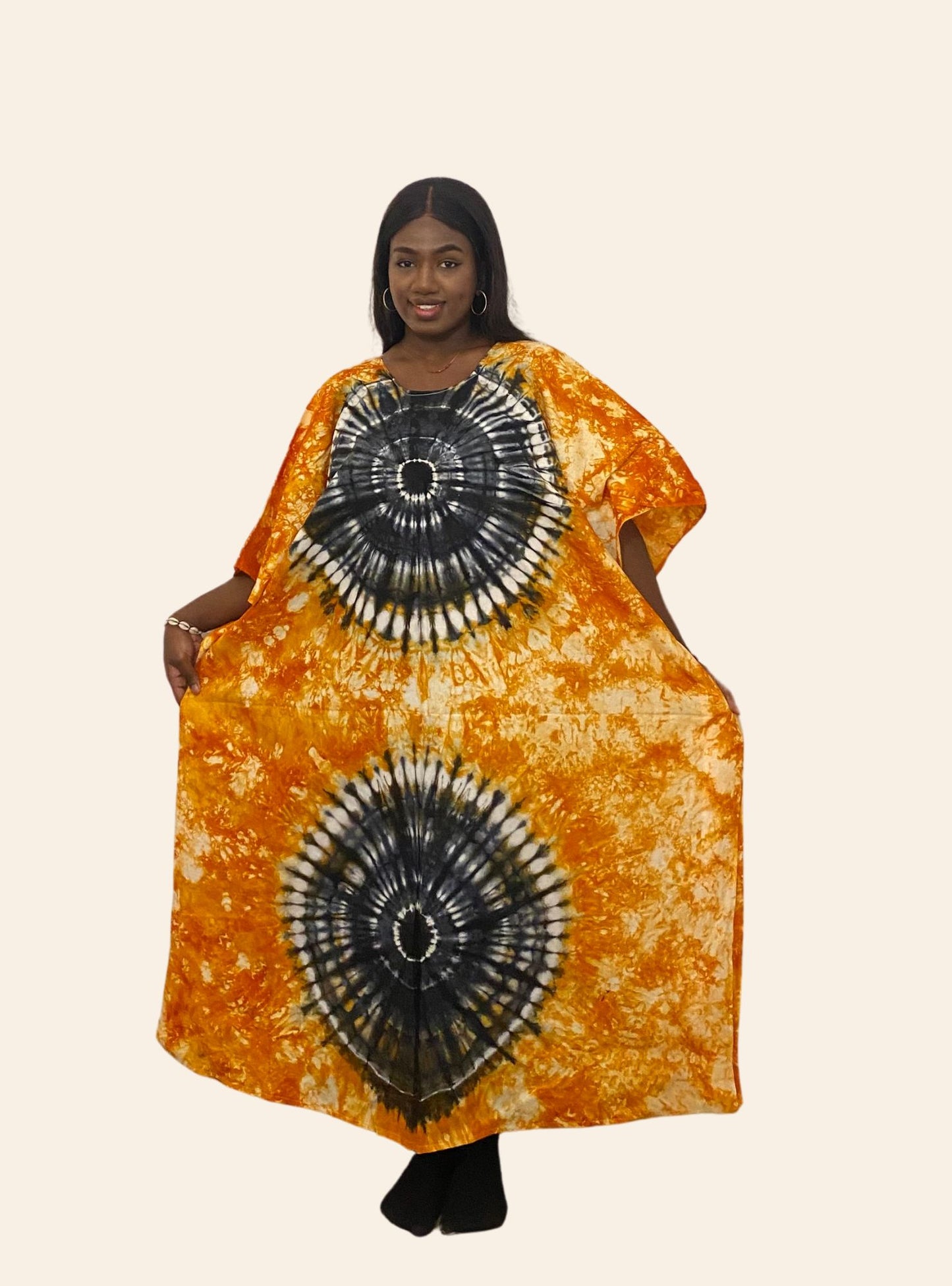 Robe Djeneba orange gris foncé
