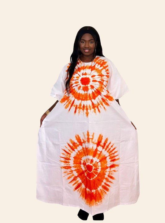 Robe Djeneba blanc orange