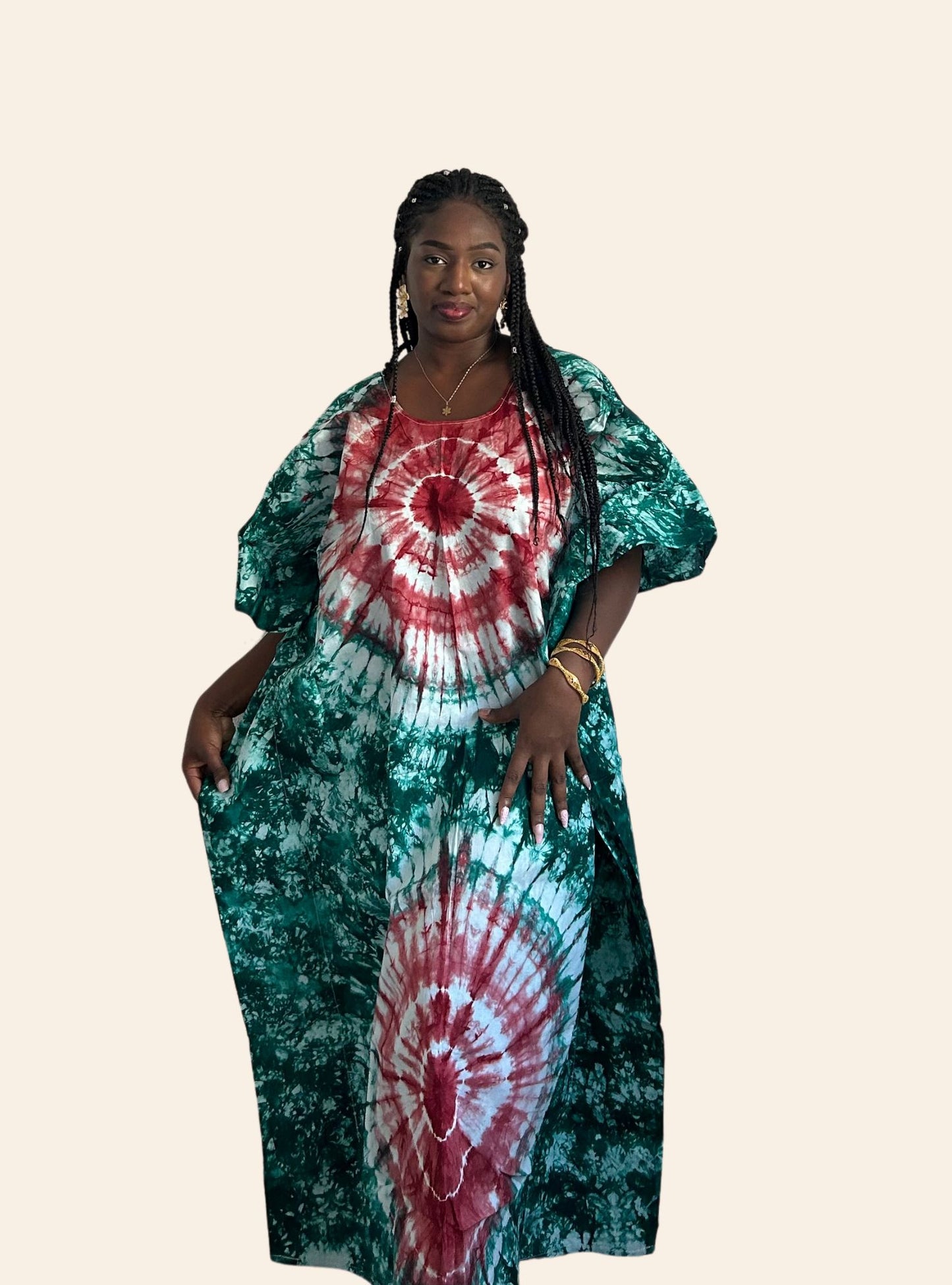 Robe Djeneba vert rouge