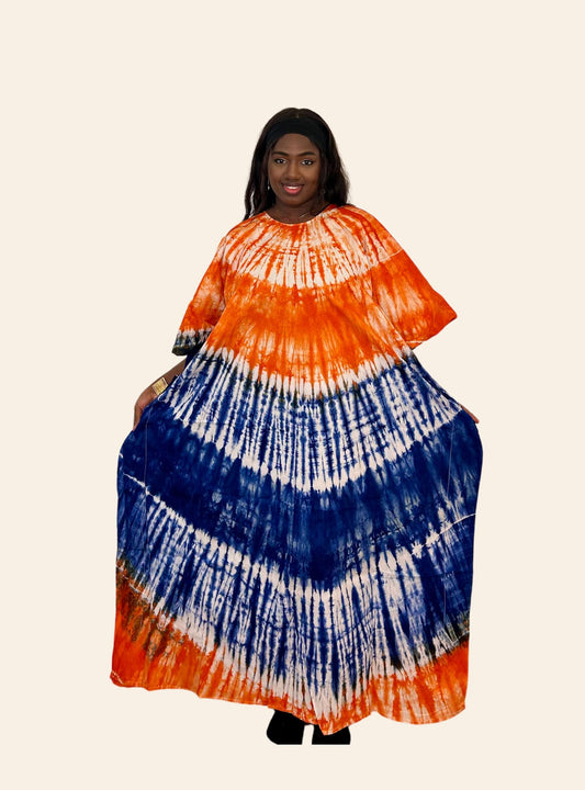 Robe Oumou orange bleu