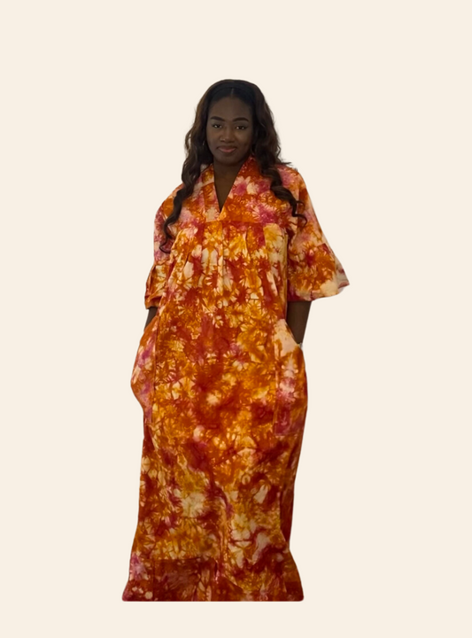 Robe Leïla orange rouge