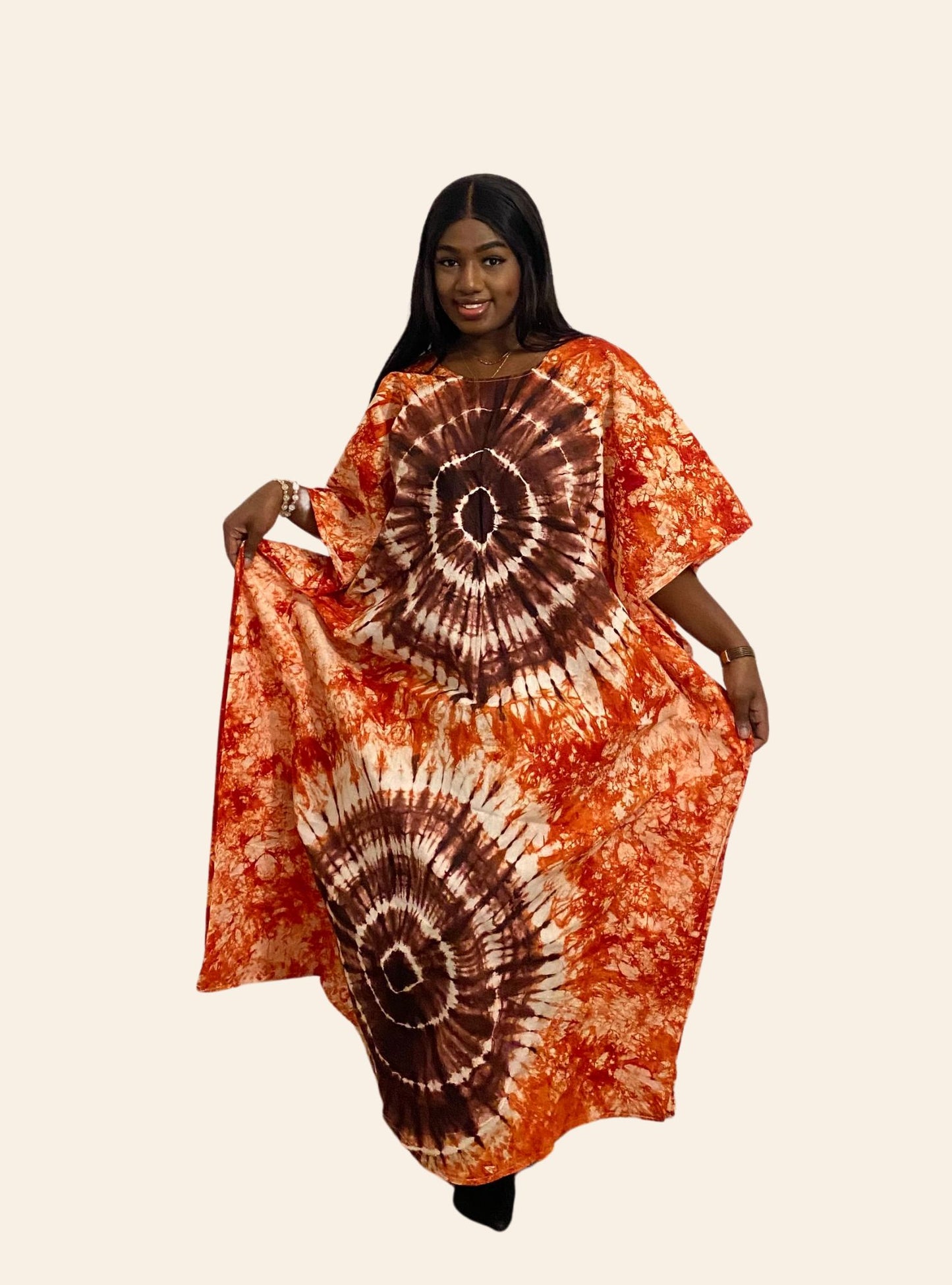 Robe Djeneba orange et marron