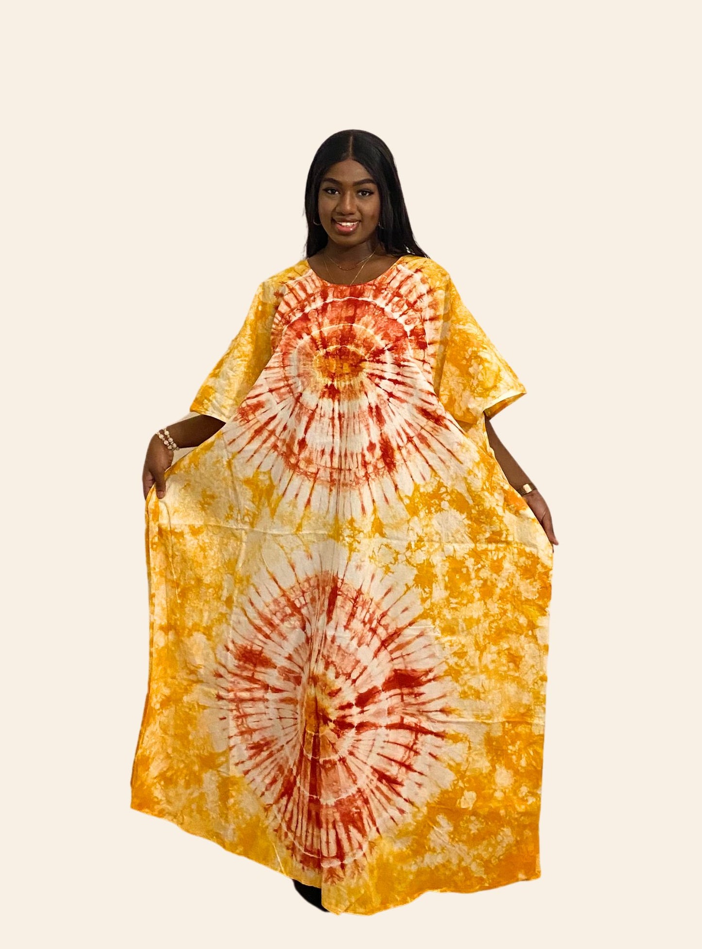 Robe Djeneba jaune et rouge