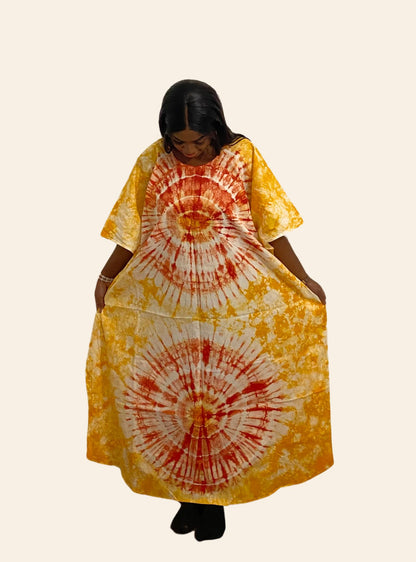 Robe Djeneba jaune et rouge