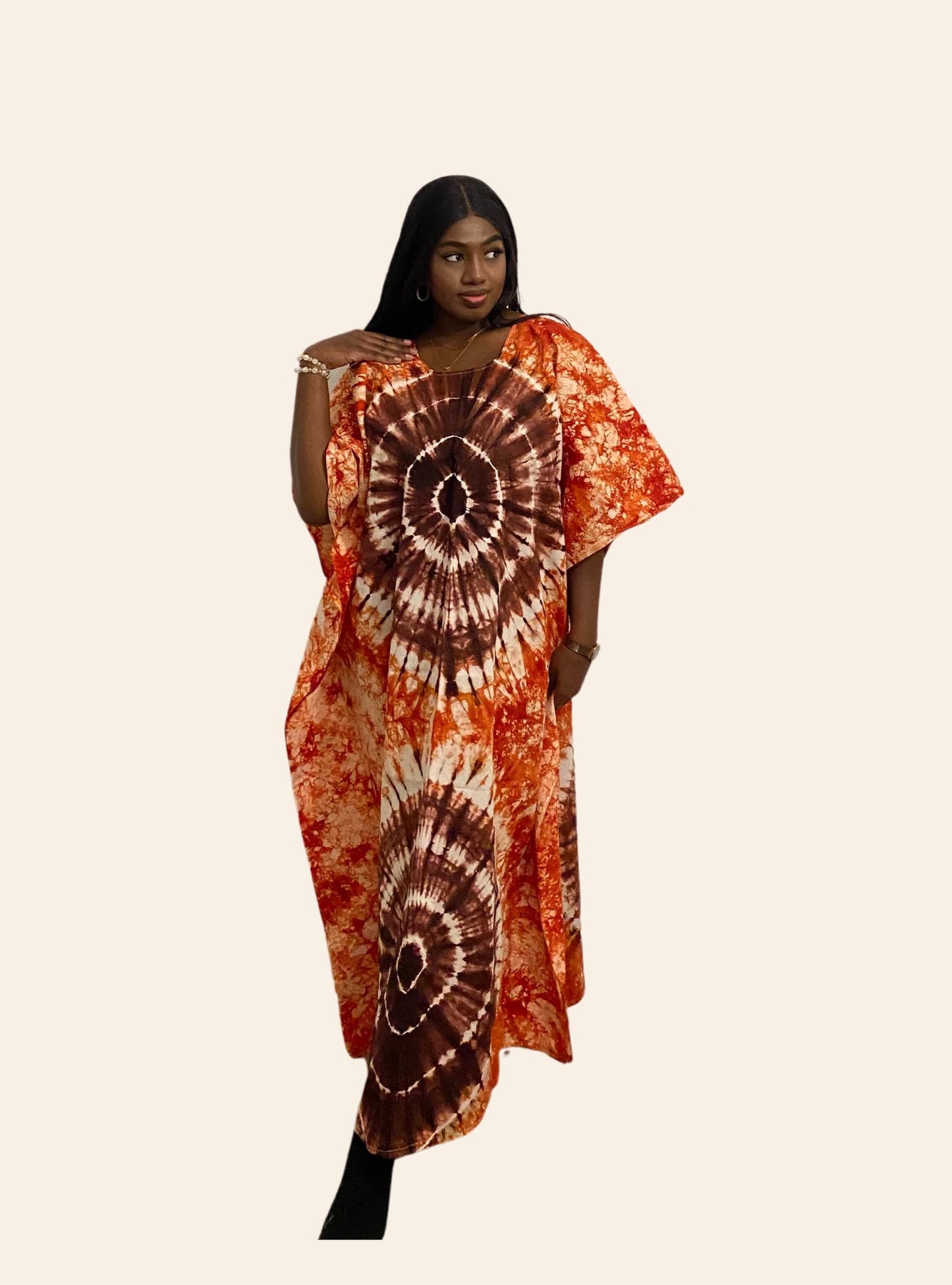 Robe Djeneba orange et marron